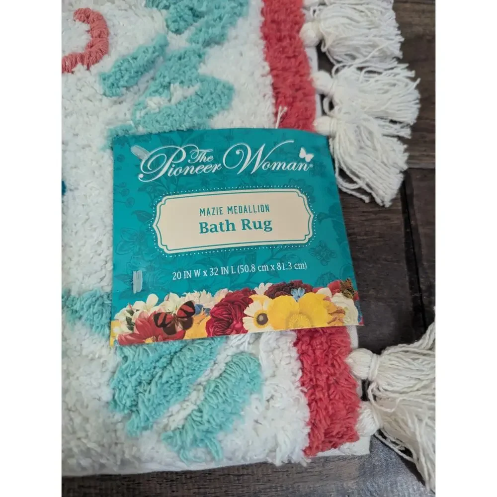 New The Pioneer Woman Mazie Medallion Bath Rug Tassel Flower Floral Multi Color